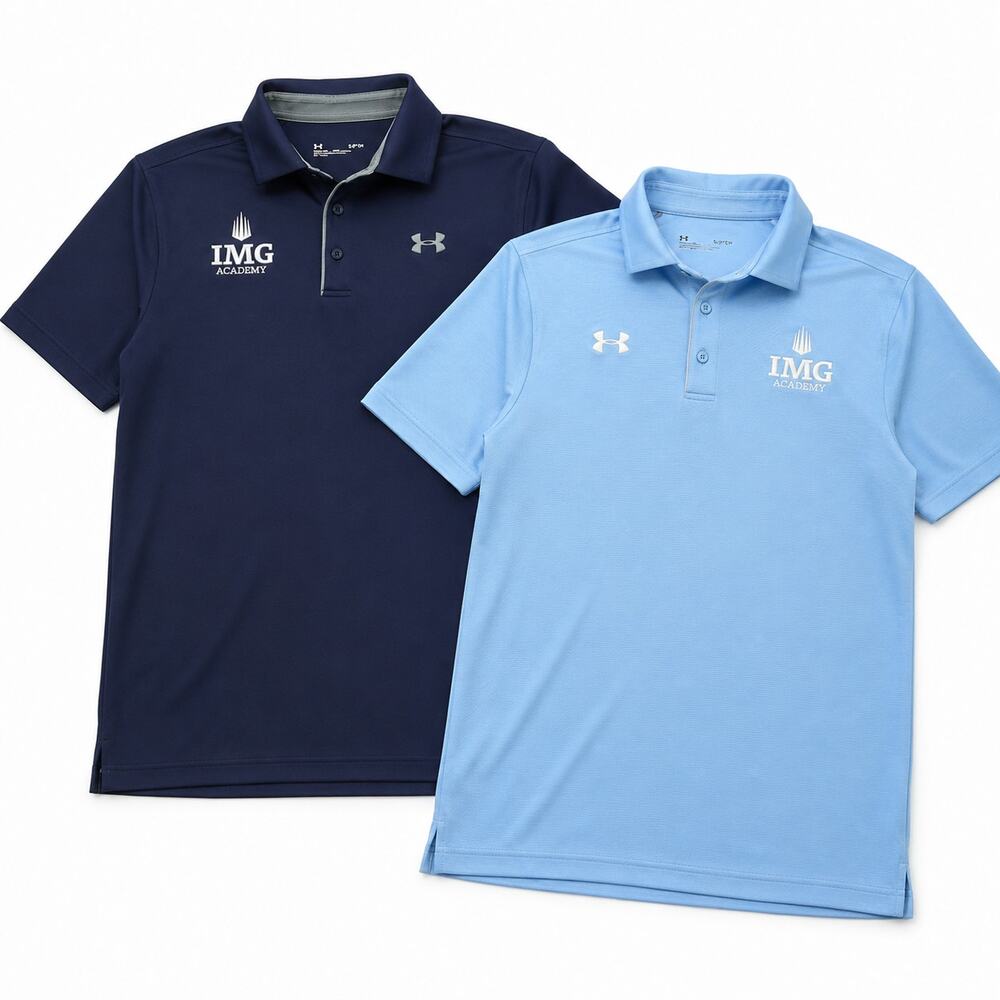Under Armour IMG Academy Polo Shirt Lot of 2 Men's Small Blue Performance